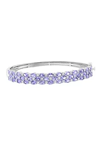 Sterling Silver Diamond, Tanzanite Bangle