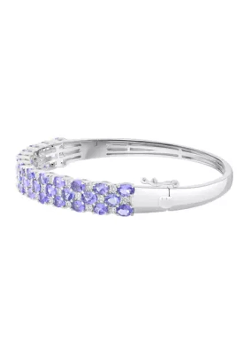 Sterling Silver Diamond, Tanzanite Bangle