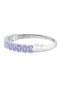 Sterling Silver Diamond, Tanzanite Bangle