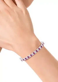 Sterling Silver Diamond, Natural Ruby Bangle