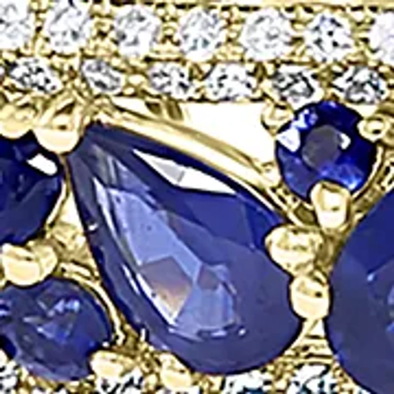 1.16 ct. t.w. Sapphire, 7.16 ct. t.w. Diamond Bangle Bracelet in 14K Yellow Gold