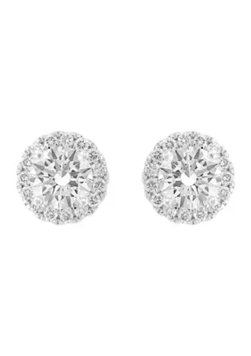 Lab Created 14K White Gold Lab Grown Diamond Earrings (With 3/4 ct. t.w. Center Size)