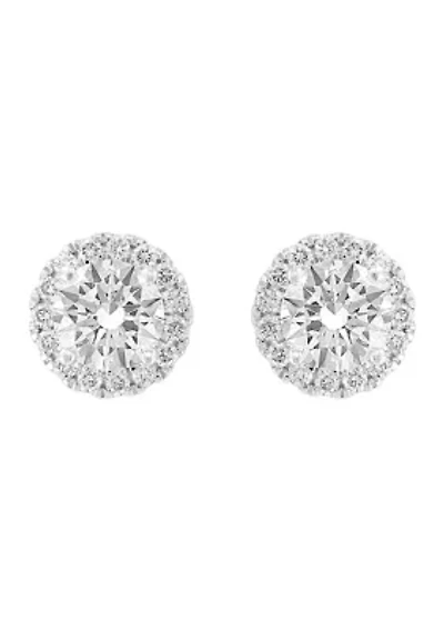 Lab Created 14K White Gold Lab Grown Diamond Earrings (With 3/4 ct. t.w. Center Size)