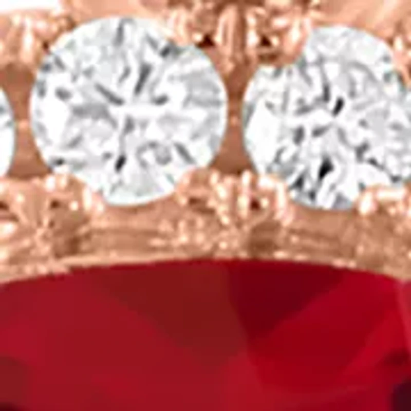 Lab Grown Diamond and Ruby Earrings in 14K Rose Gold