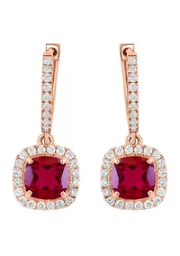 Lab Grown Diamond and Ruby Earrings in 14K Rose Gold