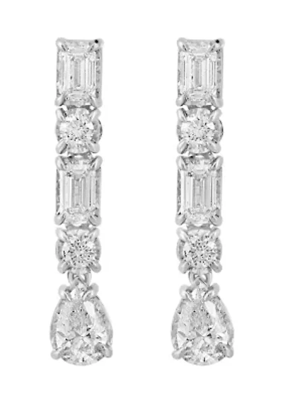  14K  White Gold Lab Grown Diamond Earrings 