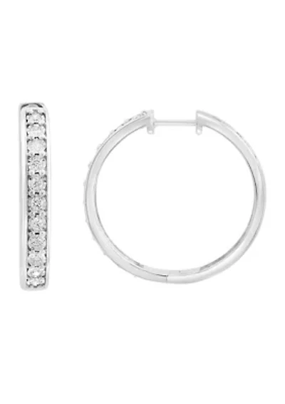 1/2 ct. t.w. Lab Grown Diamond Hoop Earrings in Sterling Silver