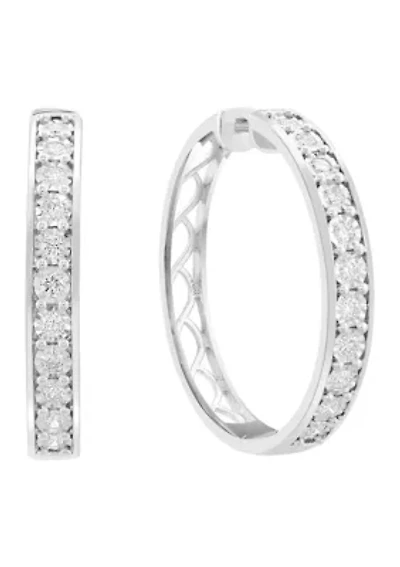 Diamond Hoop Earrings in Sterling Silver