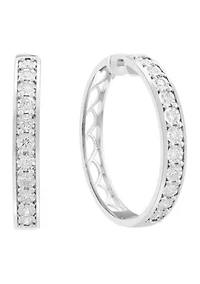Diamond Hoop Earrings in Sterling Silver