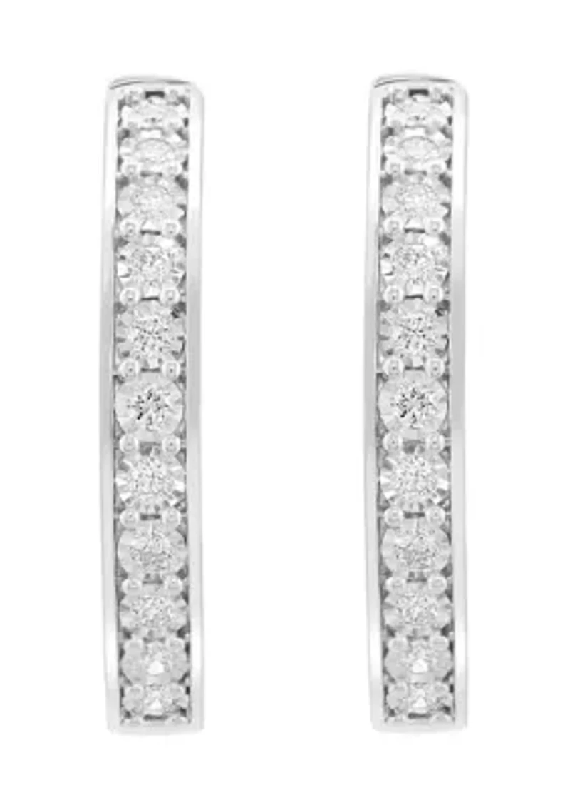 Diamond Hoop Earrings in Sterling Silver