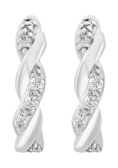 Lab Grown Diamond Hoop Earrings in Sterling Silver