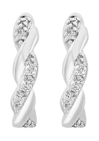 Lab Grown Diamond Hoop Earrings in Sterling Silver