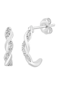 Lab Grown Diamond Hoop Earrings in Sterling Silver