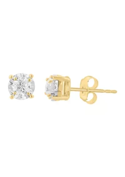 14K White and Yellow Gold Diamond Earrings