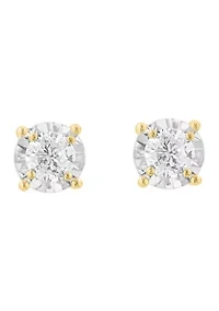  14K White and Yellow Gold Diamond Earrings