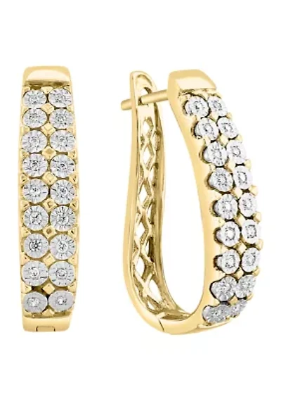 Gold over Silver Diamond Earrings 