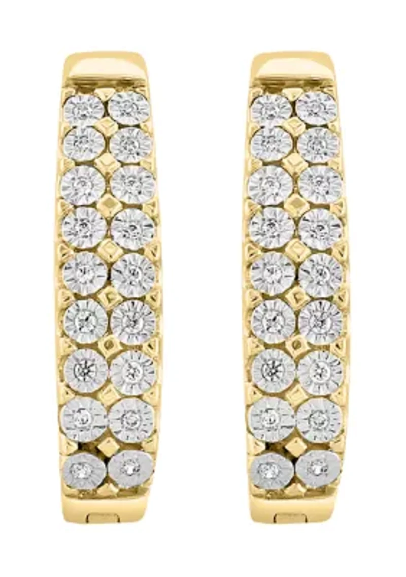 Gold over Silver Diamond Earrings 