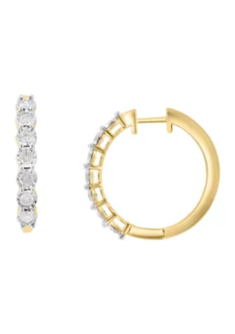 1 ct. t.w. Diamond Earrings in 14K Gold Plated Sterling Silver 