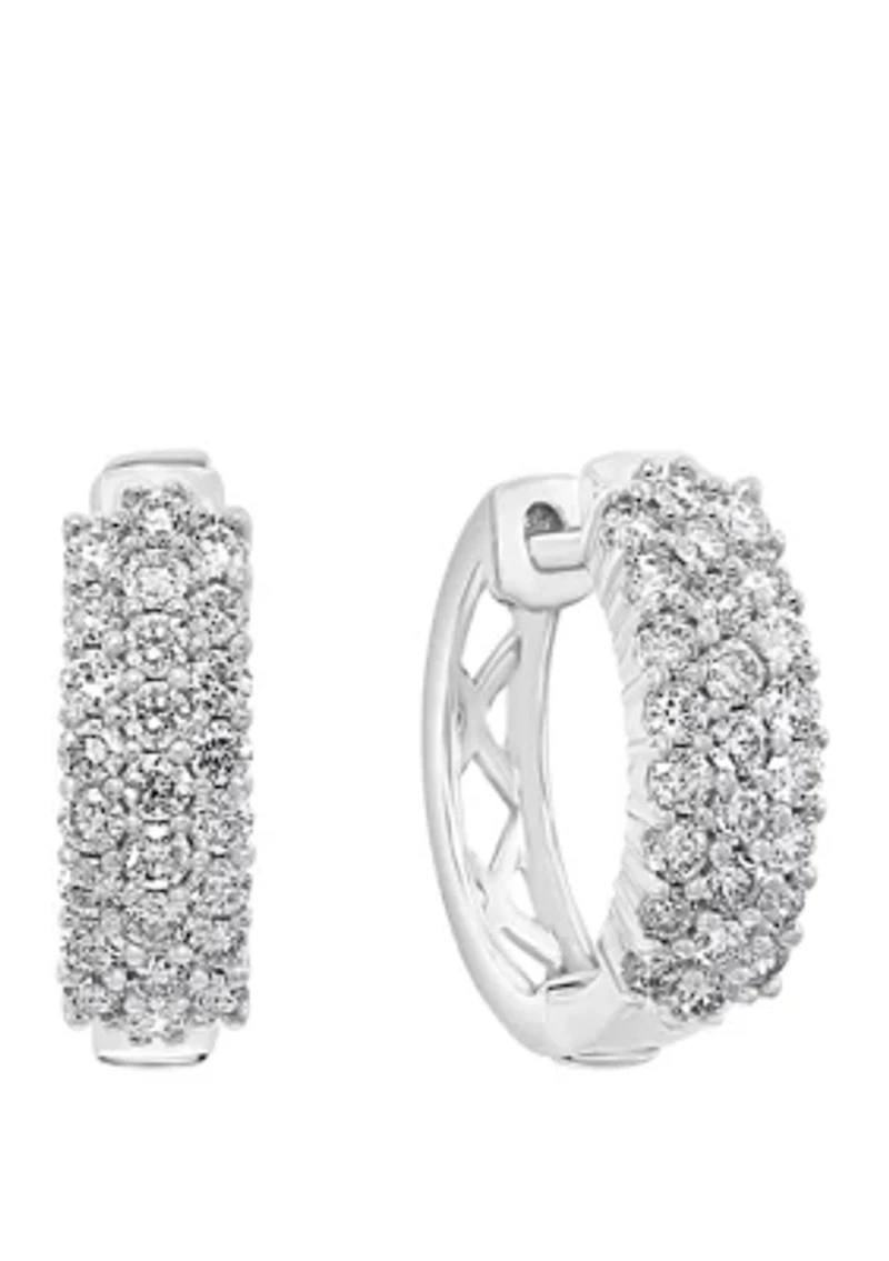 1 ct. t.w. Diamond Hoop Earrings in 14k White Gold