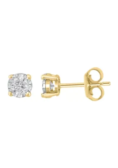 Diamond Earrings in 14K White and Yellow Gold