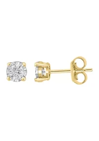 Diamond Earrings in 14K White and Yellow Gold