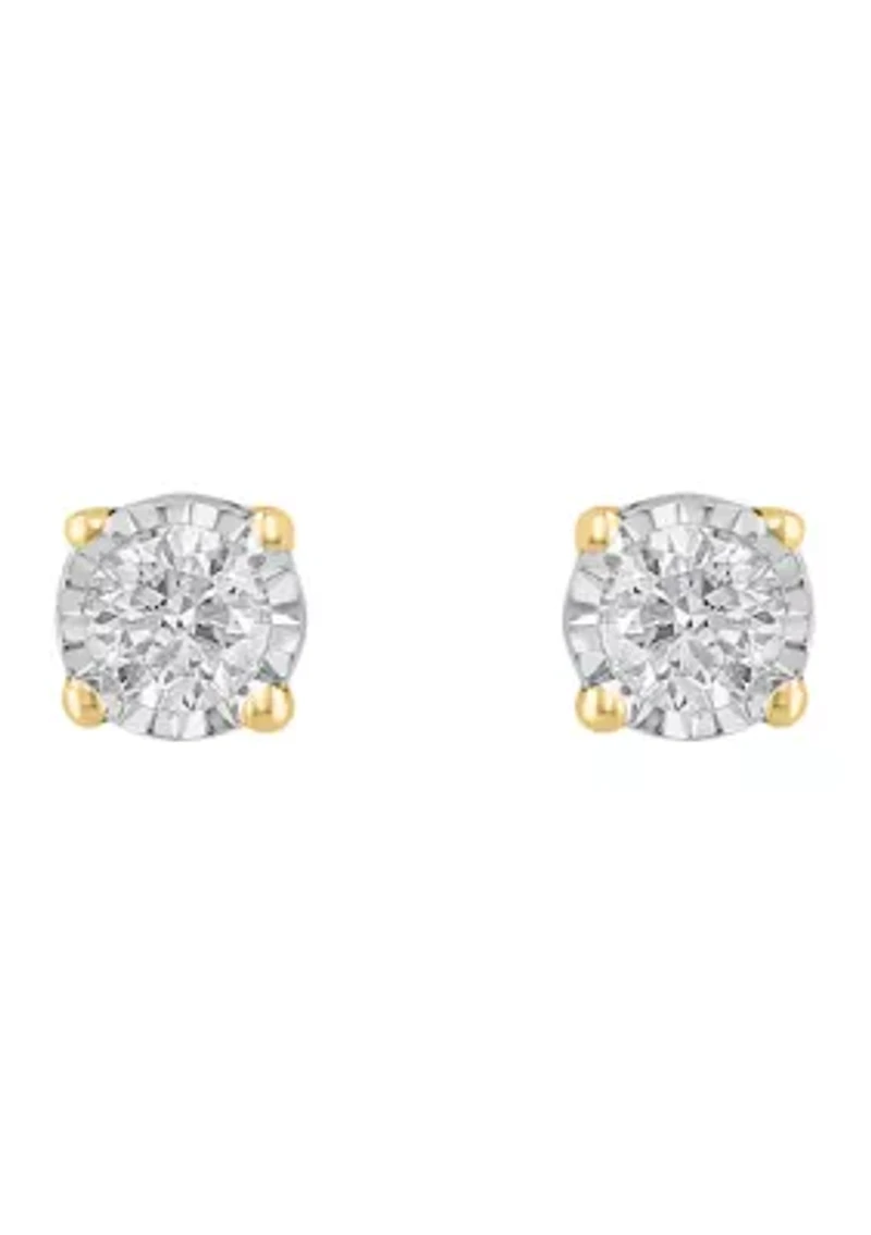 Diamond Earrings in 14K White and Yellow Gold