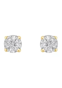 Diamond Earrings in 14K White and Yellow Gold