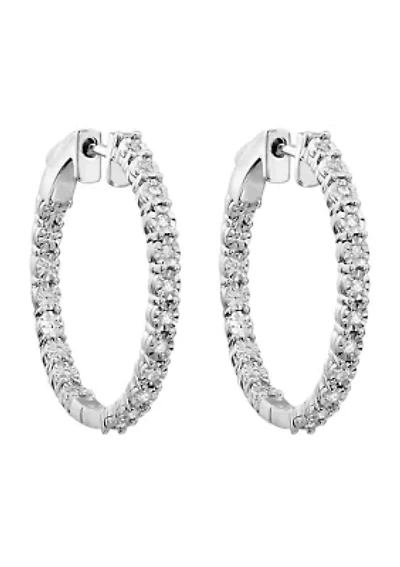 1/5 ct. t.w. Diamond Hoop Earrings in Sterling Silver