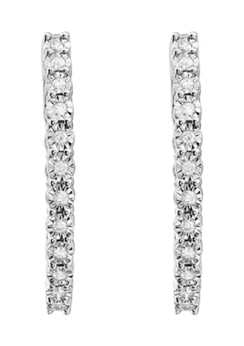 1/5 ct. t.w. Diamond Hoop Earrings in Sterling Silver