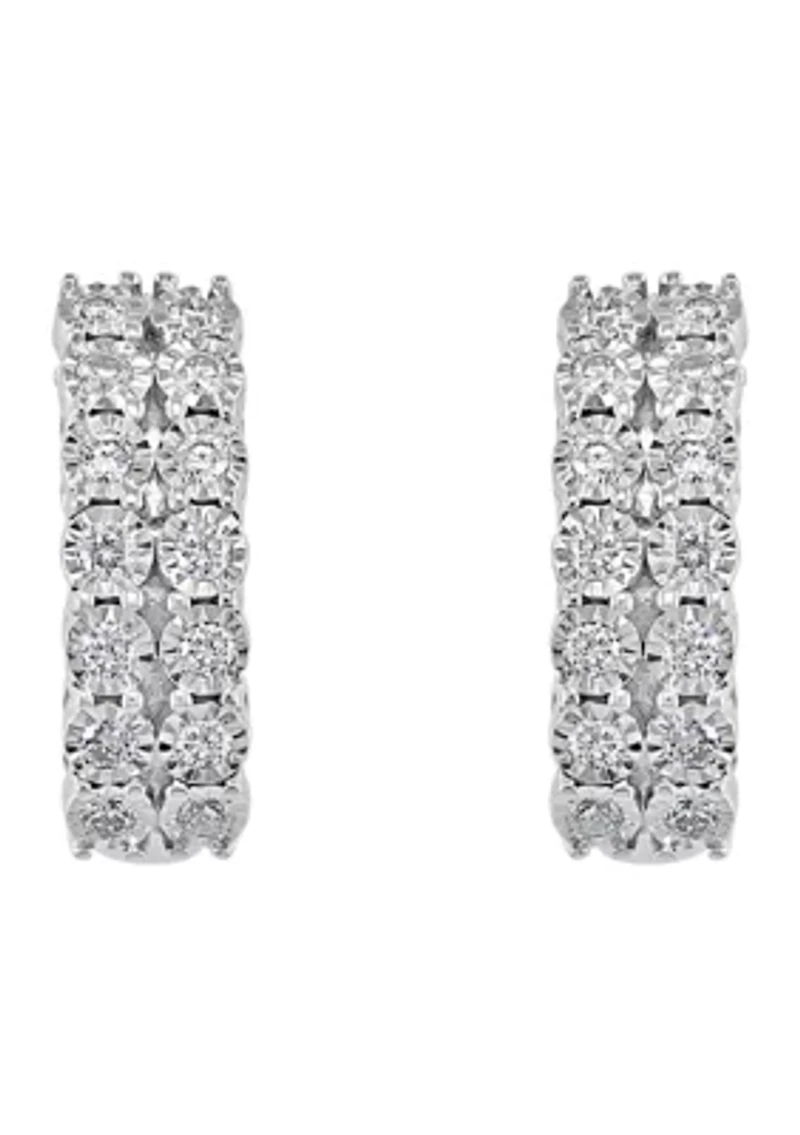 3/8 ct. t.w. Diamond Hoop Earrings in Sterling Silver