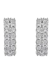 3/8 ct. t.w. Diamond Hoop Earrings in Sterling Silver