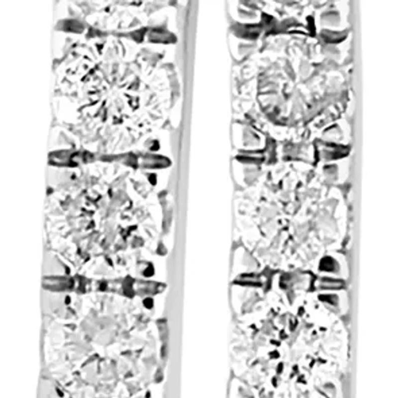 3/4 ct. t.w. Diamond Hoop Earrings in 14K White Gold