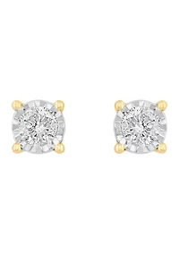 Diamond Stud Earrings in 14K White and Yellow Gold