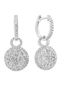1.90 ct. t.w. Diamond Drop Hoop Earrings in 14K White Gold