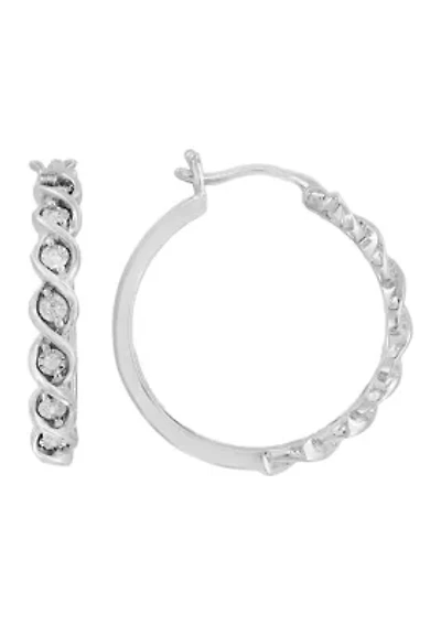 Diamond Earrings in Sterling Silver