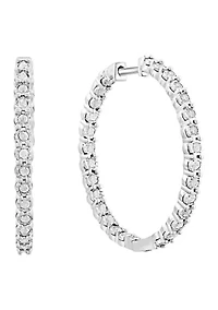Sterling Silver Diamond Hoops