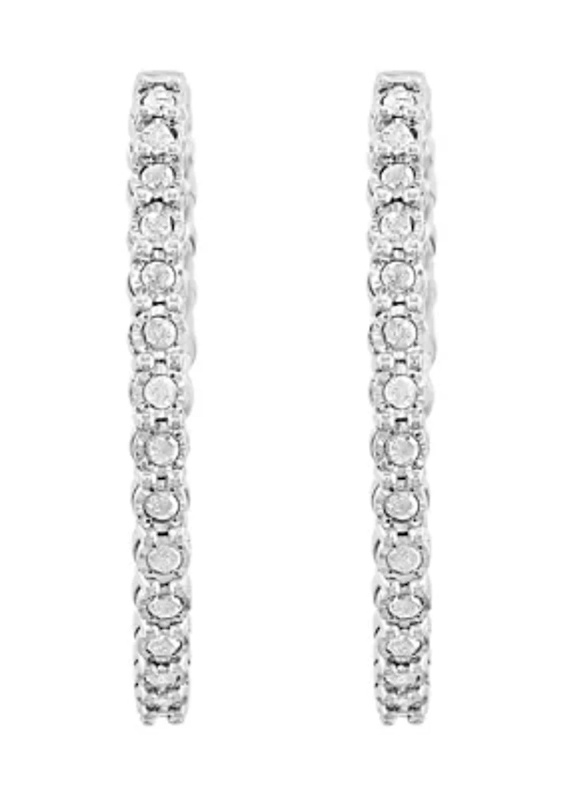 Sterling Silver Diamond Hoops