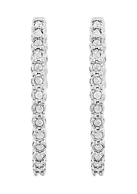 Sterling Silver Diamond Hoops