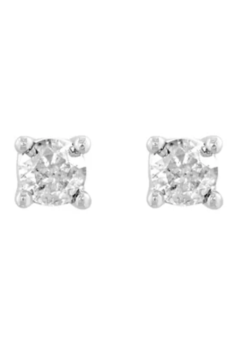 Sterling Silver Diamond Earrings