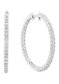 Sterling Silver Diamond Hoops