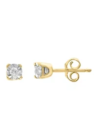 Diamond Stud Earrings in 14K White and Yellow Gold