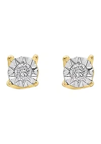 Diamond Stud Earrings in 14K White and Yellow Gold
