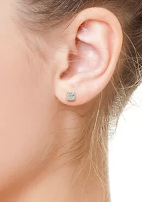 Diamond Stud Earrings in 14K White and Yellow Gold