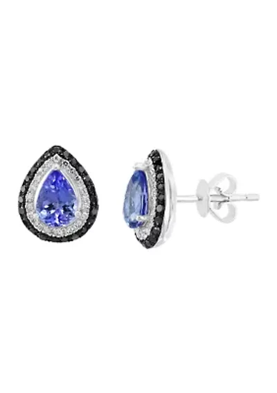 1.14 ct. t.w. Tanzanite and 3/8 ct. t.w. Diamond Earrings in 14K White Gold 