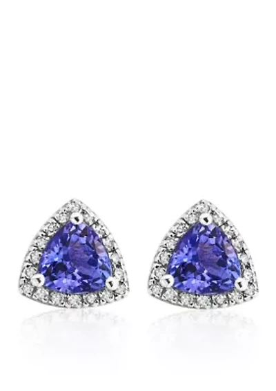 Tanzanite and Diamond Earrings in 14K White Gold