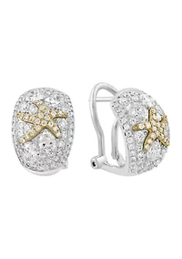 14K White and Yellow Gold Lab Grown Diamond Earrings 