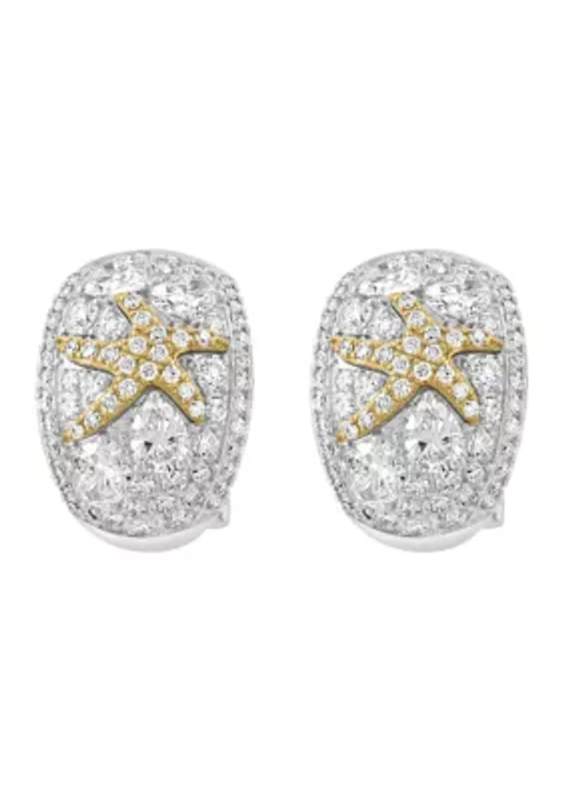14K White and Yellow Gold Lab Grown Diamond Earrings 