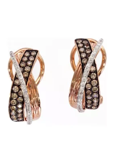 Espresso 3/4 ct. t.w. Diamond Hoop Earrings in 14K Rose Gold 