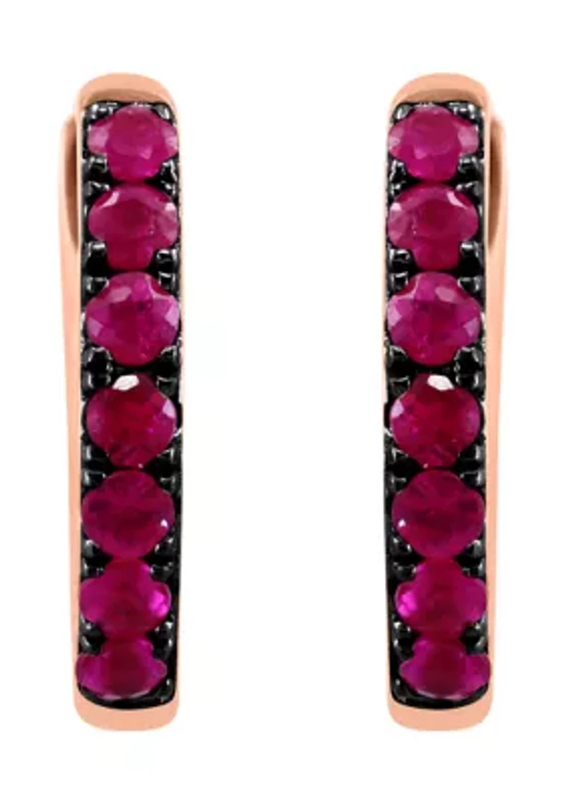 Ruby Hoop Earrings in 14K Rose Gold