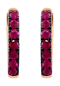 Ruby Hoop Earrings in 14K Rose Gold
